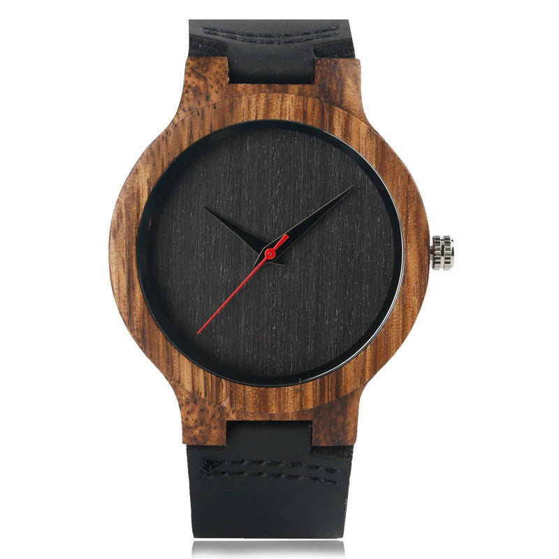 Bamboo Watch with Black Dial Quartz Analog Wristwatch, Model BB914 - Bamboobud