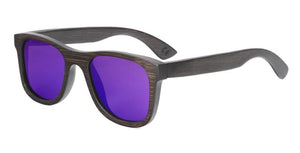 Bamboo sunglasses men, women polarized UV400 mirror all wood sunglasses, color purple, Model BB412 - bamboobud.com