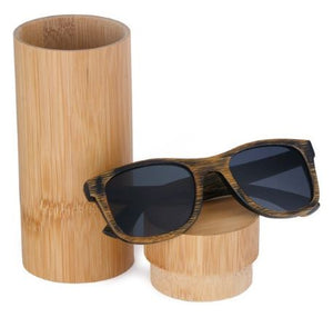 Bamboo sunglasses men women rugged design polarized UV400 all wood sunglasses, color black with tube box, Model BB718 - bamboobud.com