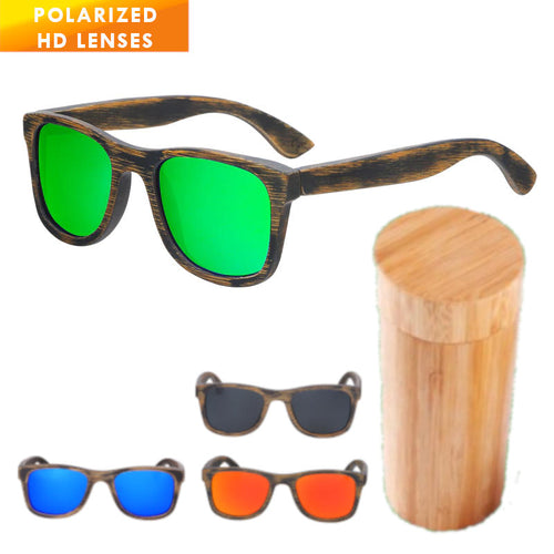 Bamboo sunglasses men women rugged design polarized UV400 all wood sunglasses, Model BB718 - bamboobud.com