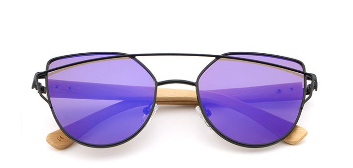 Bamboo Sunglasses Polarized UV400 Butterfly style, color blue, Model BB602 - bamboobud.com