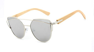 Bamboo Sunglasses Polarized UV400 Butterfly style, color silver, Model BB602 - bamboobud.com