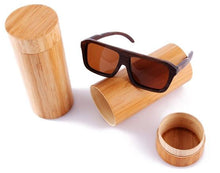 Bamboo Sunglasses Polarized UV400 Wrap Design, color brown with box, Model BB312 - bamboobud.com