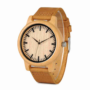 Bamboo Watch for Men Women With Soft Leather Straps with Dial, Model BB932 - Bamboobud