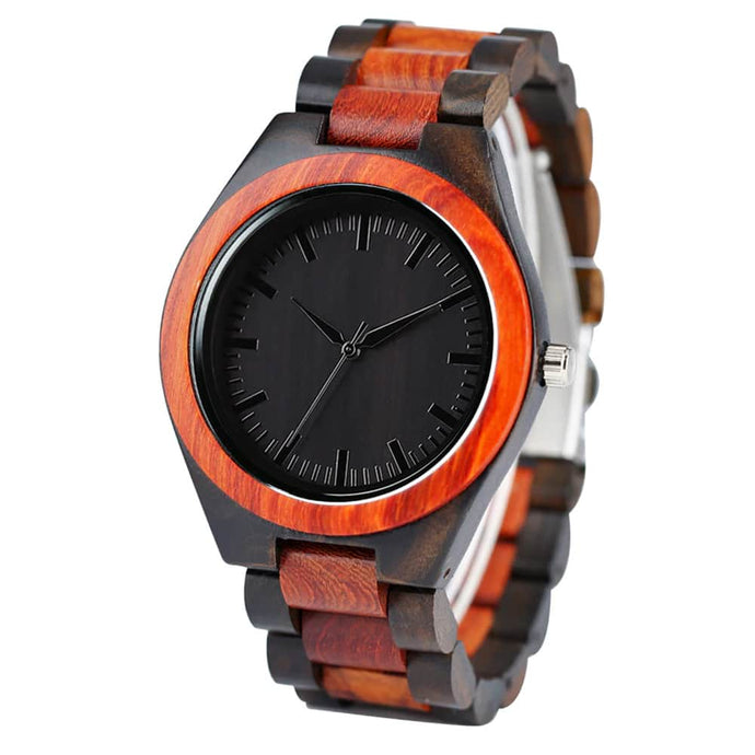 Bamboo Wooden Watch with plain face in contrast wood shade, Model BB920 - Bamboobud