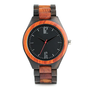 Bamboo Wooden Watch with number face in contrast wood shade, Model BB918 - Bamboobud