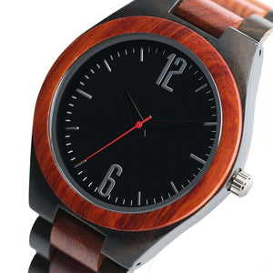 Bamboo Wooden Watch with number face in contrast wood shade, Model BB918 - Bamboobud
