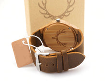 Bamboo Watch Wooden Deer Quartz Watch with Real Leather Strap, Model BB938 - Bamboobud