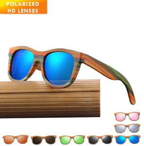 Bamboo Sunglasses Polarized Skateboard style, Model BB281 - bamboobud.com