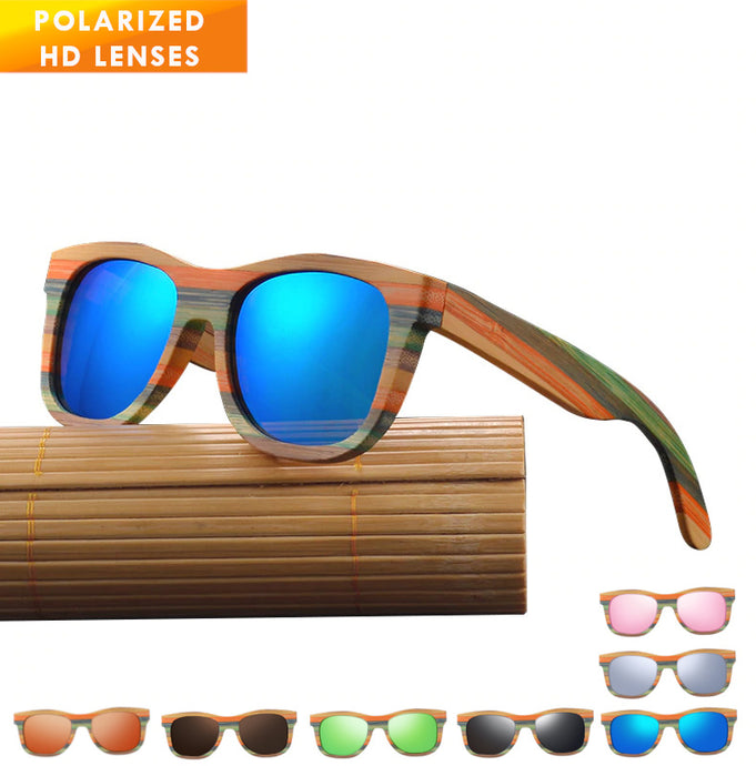 Bamboo Sunglasses for men women, 100% UV protection