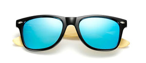 Polarized Best Bamboo Sunglasses with UV400 protection, color black-blue, Model BB512 - bamboobud.com