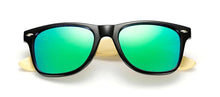 Polarized Best Bamboo Sunglasses with UV400 protection, color black-green, Model BB512 - bamboobud.com