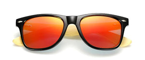 Polarized Best Bamboo Sunglasses with UV400 protection, color black-red, Model BB512 - bamboobud.com