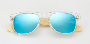 Polarized Best Bamboo Sunglasses with UV400 protection, color clear-blue, Model BB512 - bamboobud.com