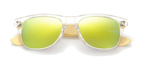 Polarized Best Bamboo Sunglasses with UV400 protection, color clear-gold, Model BB512 - bamboobud.com