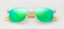 Polarized Best Bamboo Sunglasses with UV400 protection, color clear-green, Model BB512 - bamboobud.com