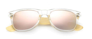 Polarized Best Bamboo Sunglasses with UV400 protection, color clear-pink, Model BB512 - bamboobud.com