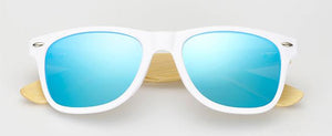 Polarized Best Bamboo Sunglasses with UV400 protection, color white-blue, Model BB512 - bamboobud.com