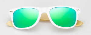 Polarized Best Bamboo Sunglasses with UV400 protection, color white-green, Model BB512 - bamboobud.com
