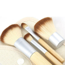 Supple Brand 4 Pieces Natural Bamboo Handle Makeup Brushes Set + Storage Pouch