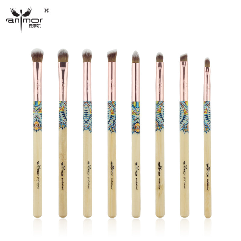 8 Piece Anmor Brand Bamboo Make Up Brush Set